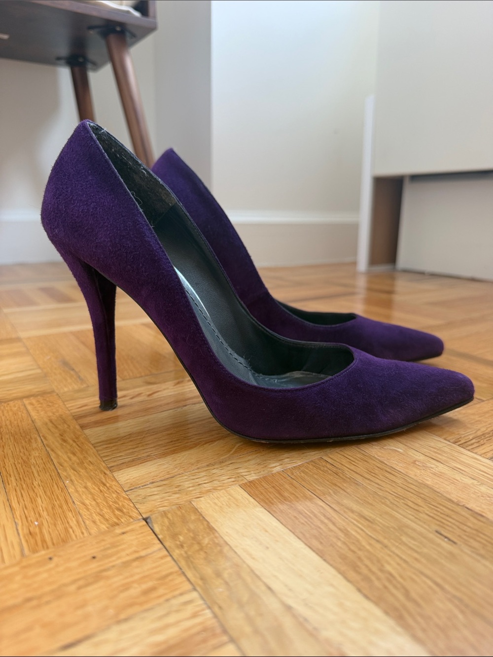 Stuart Weitzman Purple Suede Pointed-Toe High Heels - Women